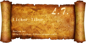 Licker Tibor névjegykártya